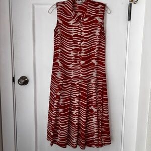 CAbi Sleeveless Red Brushstroke Midi Dress
